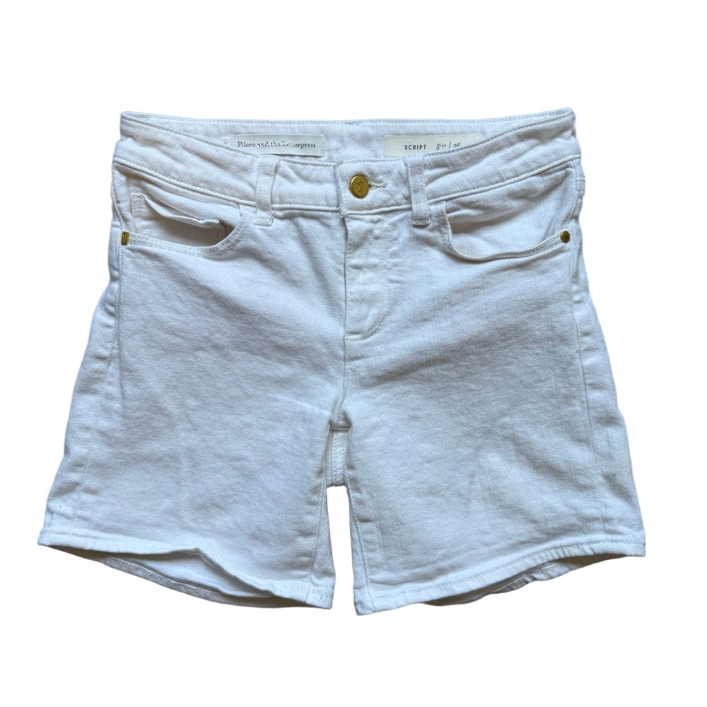 Pilcro and the Letterpress White Jean Shorts Mid-Length Size 26 Denim